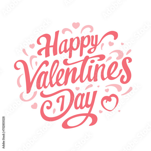 Happy Valentine s day text  hand lettering. Vector illustration