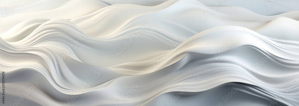 Fototapeta premium Digital technology white and silver curve wave abstract.