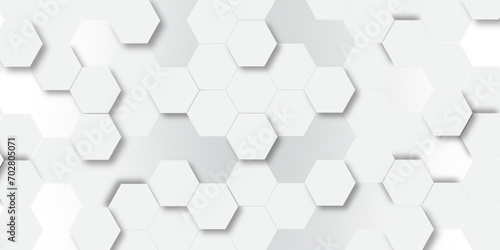 Fototapeta Naklejka Na Ścianę i Meble -  Abstract hexagon background. Futuristic abstract honeycomb mosaic white technology background. Surface polygon pattern with glowing hexagon paper texture and futuristic business. graphic concept.