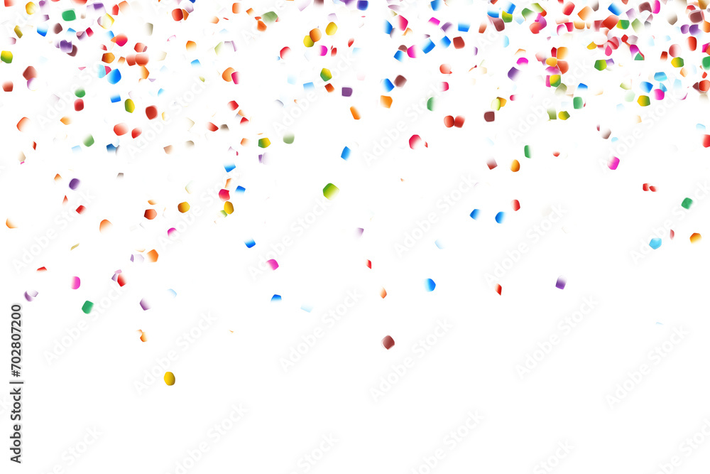 Flying colorful confetti, cut out - stock png. - obrazy, fototapety, plakaty 