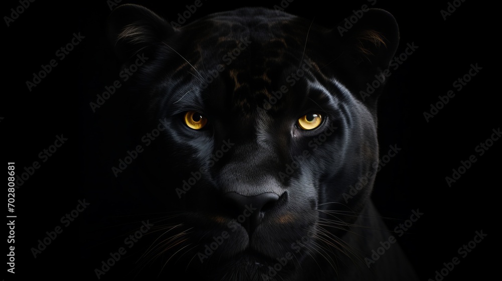 A close up of a black panther's face A close up of a black panther's face