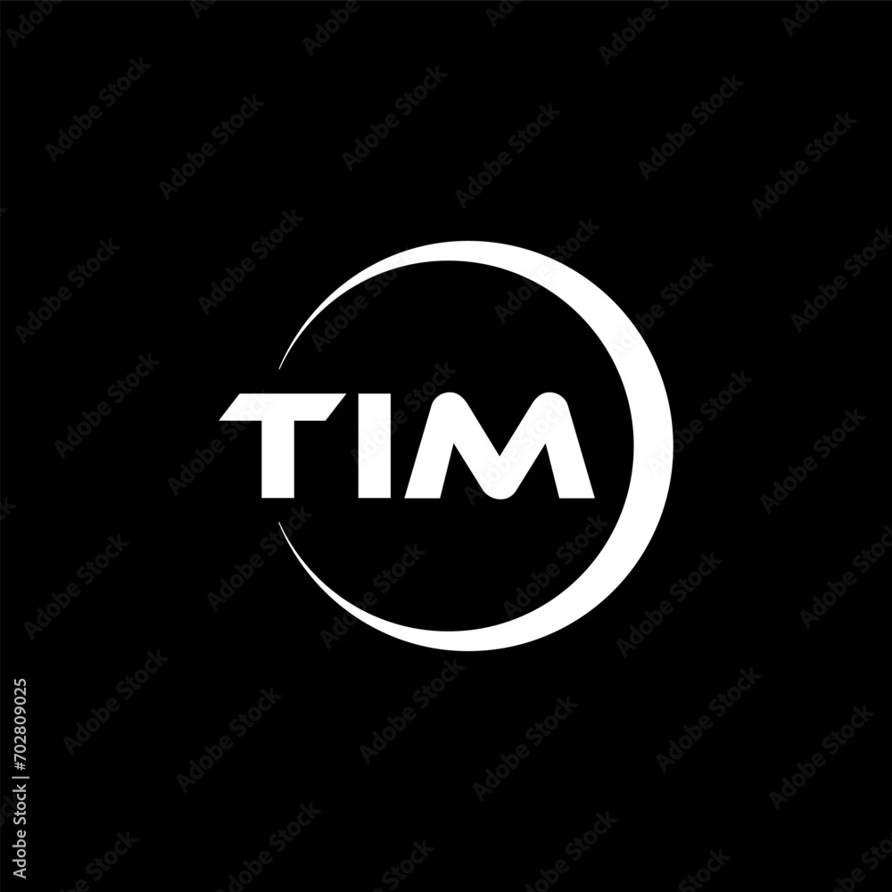 TIM letter logo design with black background in illustrator, cube logo, vector logo, modern alphabet font overlap style. calligraphy designs for logo, Poster, Invitation, etc.
