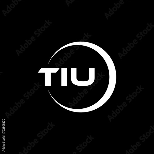 TIU letter logo design with black background in illustrator, cube logo, vector logo, modern alphabet font overlap style. calligraphy designs for logo, Poster, Invitation, etc.