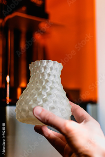 Resin 3d printed vase, detail and precision with a sla 3d printer