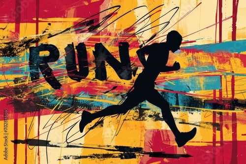 Running poster, Colorful Running marathon poster, sport and activity background