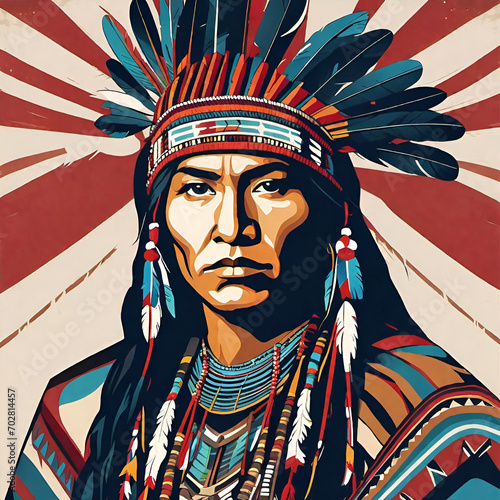 Native American Indian with headband photo
