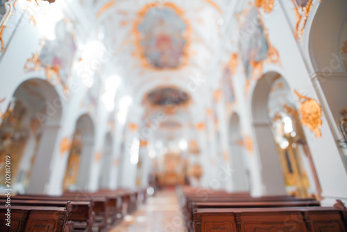 Abstract bokeh background of catholic church