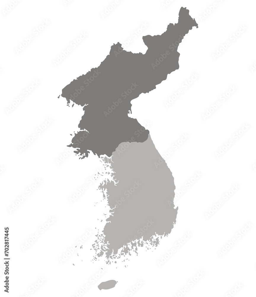 North Korea and South Korea map. Map of Korea.