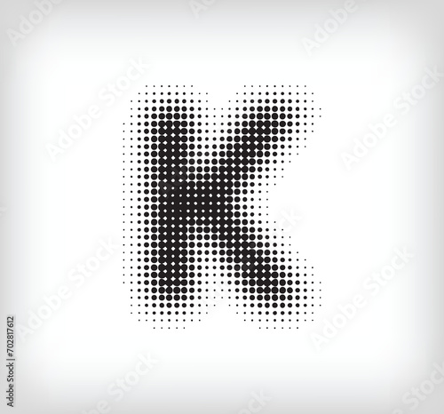 Creative dotted letter K design. Alphabet set pixel is flat and solid. Integrative and integrative pixel movement. Modern icon ports.