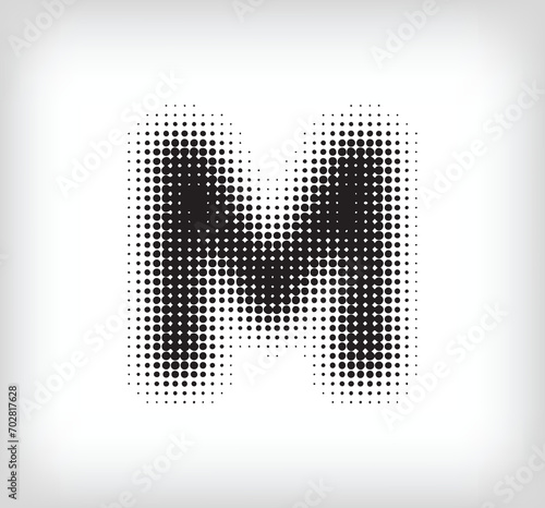 Creative dotted letter M design. Alphabet set pixel is flat and solid. Integrative and integrative pixel movement. Modern icon ports.