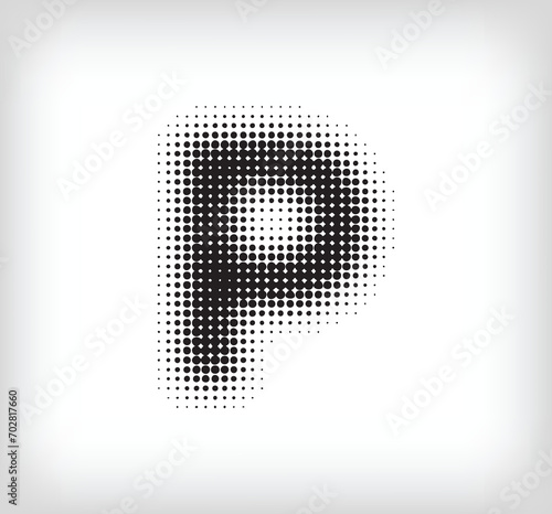 Creative dotted letter P design. Alphabet set pixel is flat and solid. Integrative and integrative pixel movement. Modern icon ports.