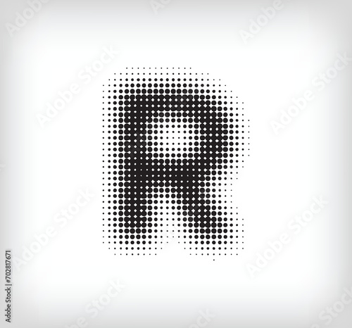 Creative dotted letter R design. Alphabet set pixel is flat and solid. Integrative and integrative pixel movement. Modern icon ports.