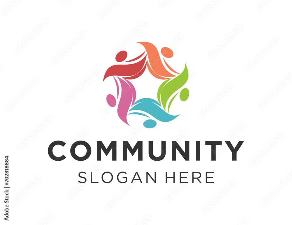 The logo design is about Community and was created using the Corel Draw 2018 application with a white background.