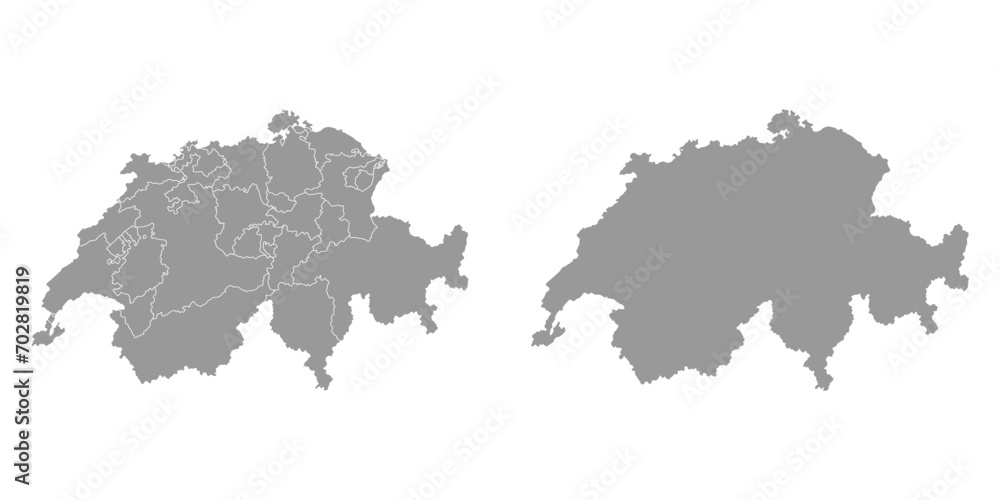 Switzerland map with Cantons. Vector illustration. - obrazy, fototapety, plakaty 