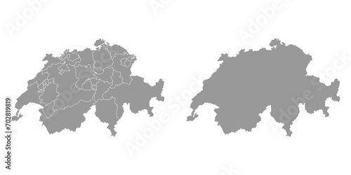 Switzerland map with Cantons. Vector illustration. photo