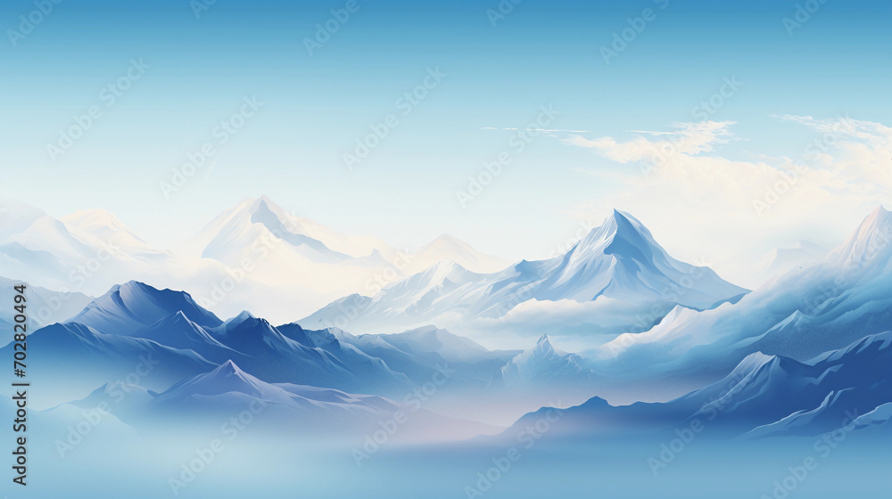 Artistic and Minimalist Mountain Rendition, A Tribute to Nature's Majesty