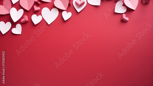 Paper heart on table. Red paper hearts on dark background. Valentines day photo