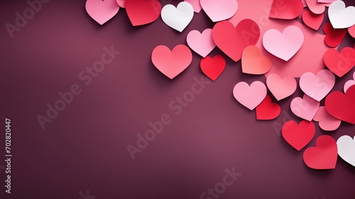 Paper heart on table. Red paper hearts on dark background. Valentines day photo