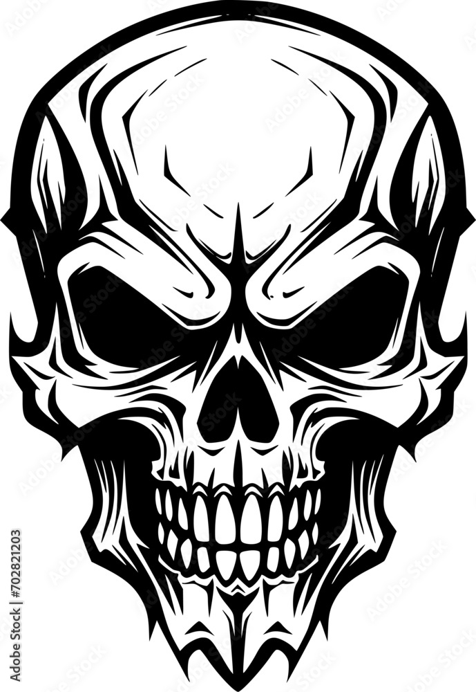 Fototapeta premium Skull | Black and White Vector illustration