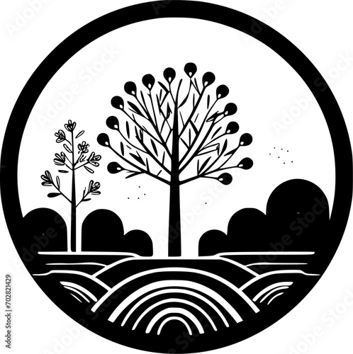 Spring - Black and White Isolated Icon - Vector illustration