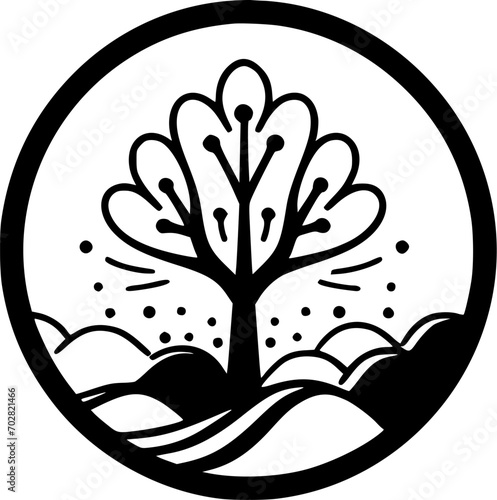 Spring - Black and White Isolated Icon - Vector illustration