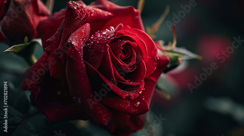 red rose with water drops