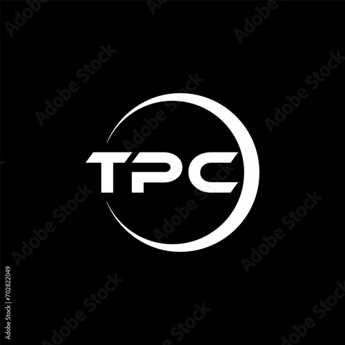 TPC letter logo design with black background in illustrator, cube logo, vector logo, modern alphabet font overlap style. calligraphy designs for logo, Poster, Invitation, etc.