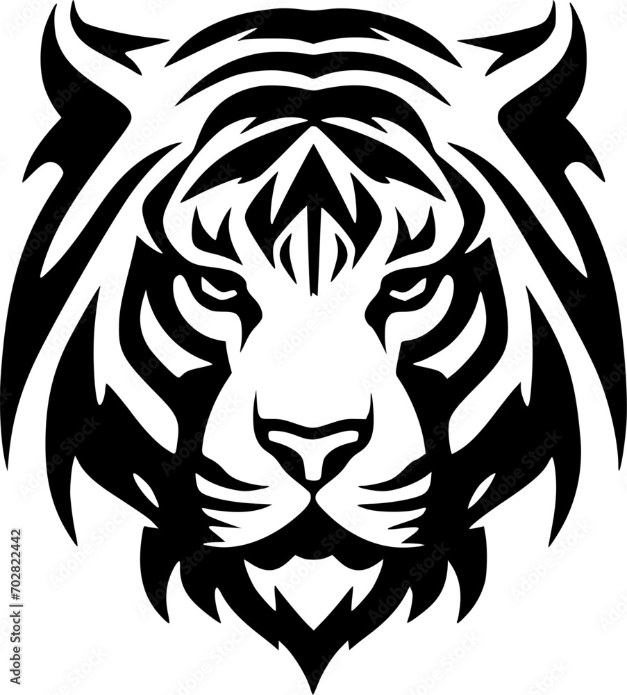 Fototapeta premium Tiger | Black and White Vector illustration