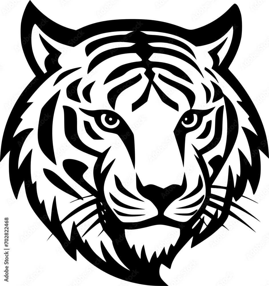 Tiger - Black and White Isolated Icon - Vector illustration Tiger - Black and White Isolated Icon - Vector illustration