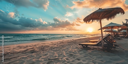 Savor a summer vacation on the beach beautiful light and shadows. © Nattadesh