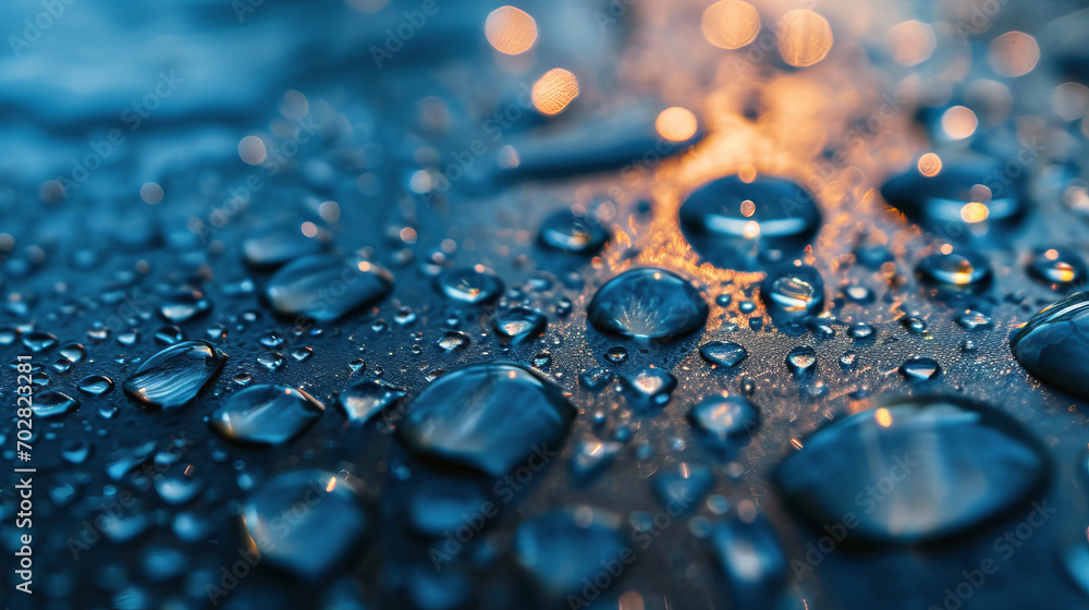 Macro shot of water drops on a gradient blue background Macro shot of water drops on a gradient blue background