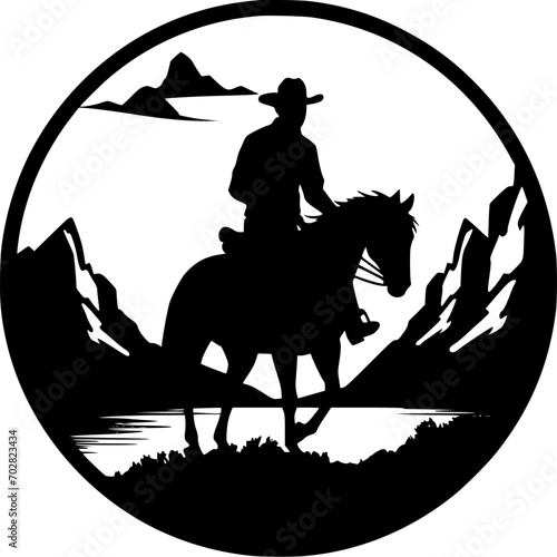 Western | Minimalist and Simple Silhouette - Vector illustration