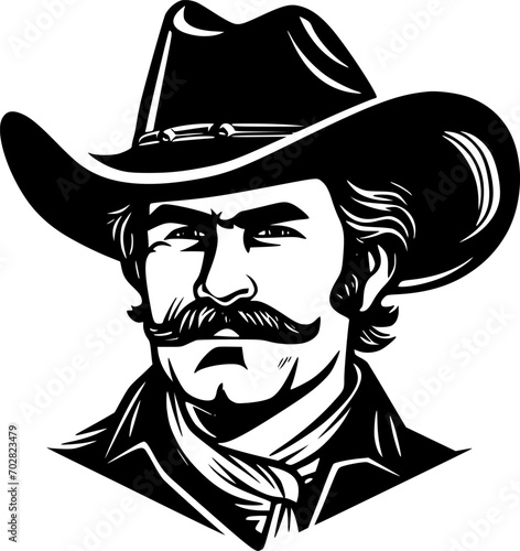 Western - Black and White Isolated Icon - Vector illustration