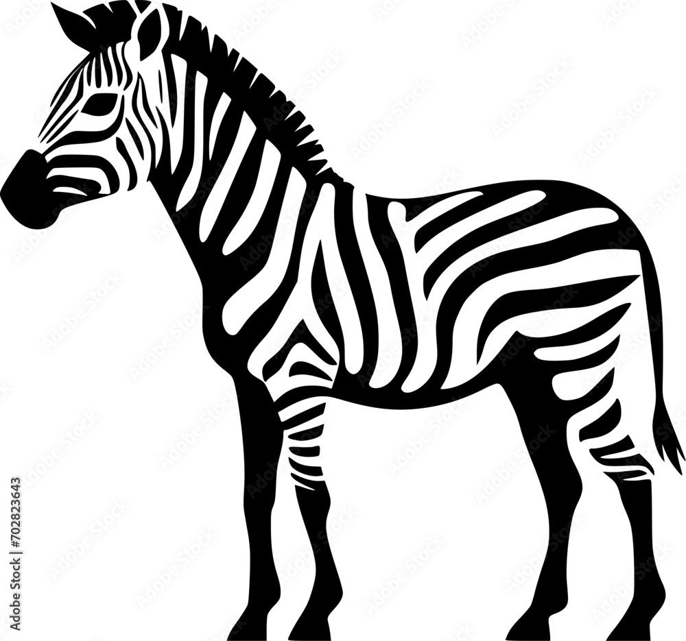 Fototapeta premium Zebra - Black and White Isolated Icon - Vector illustration