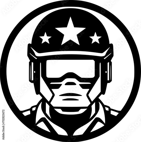 Army - Black and White Isolated Icon - Vector illustration