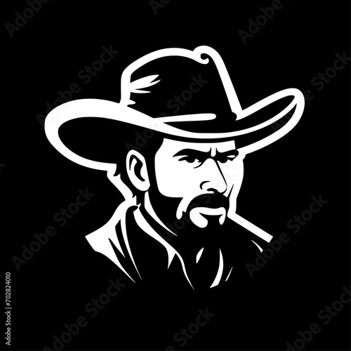 Cowboy | Black and White Vector illustration