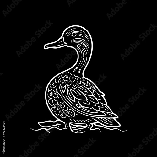 Duck | Black and White Vector illustration photo