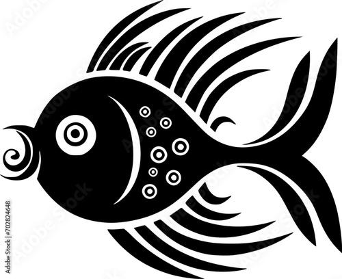 Fish - Black and White Isolated Icon - Vector illustration