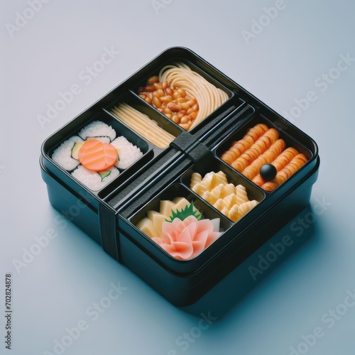 black food container on white 