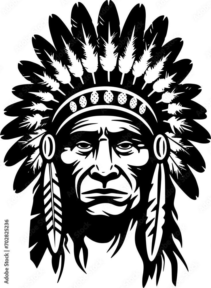 Fototapeta premium Indian Chief | Minimalist and Simple Silhouette - Vector illustration
