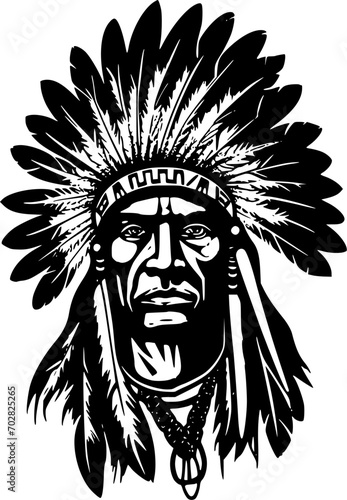 Indian Chief | Minimalist and Simple Silhouette - Vector illustration