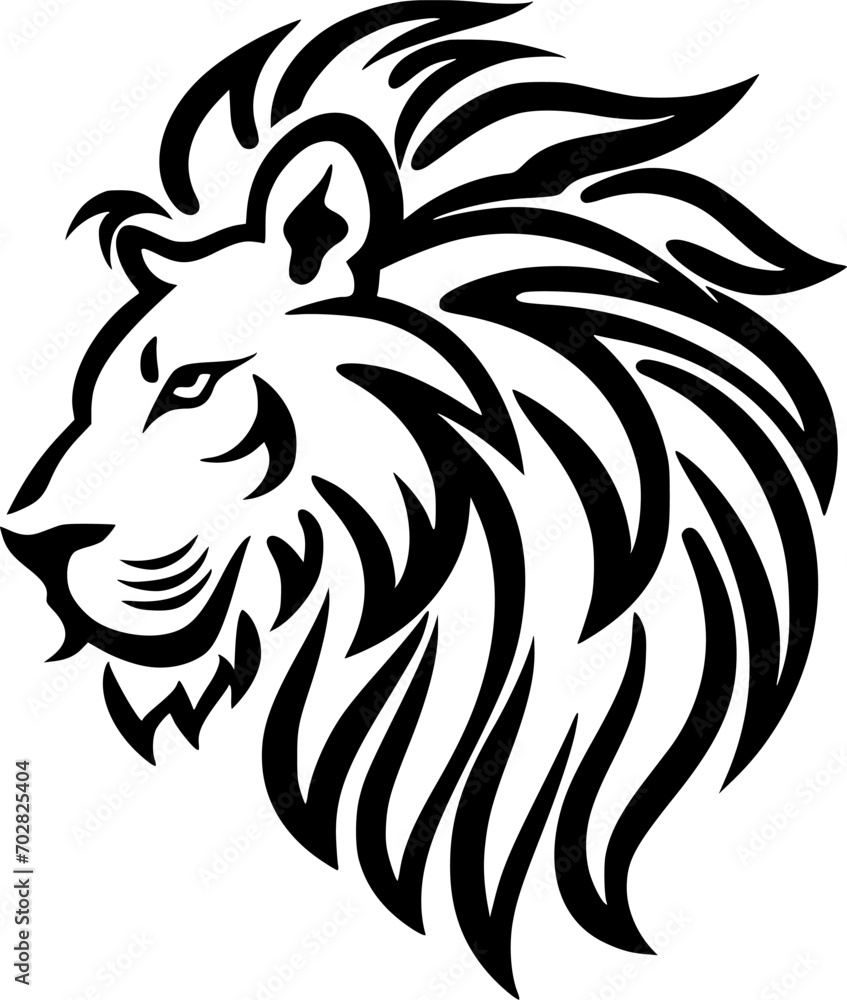 Fototapeta premium Lion - Black and White Isolated Icon - Vector illustration