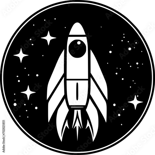 Rocket - Black and White Isolated Icon - Vector illustration