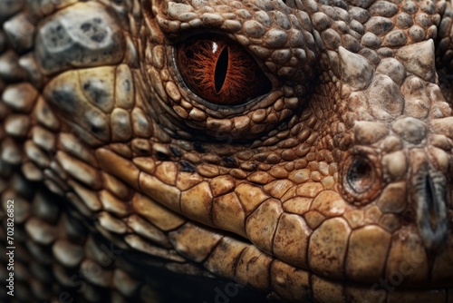 Photo of a close-up of a reptile s textured skin. Generative AI