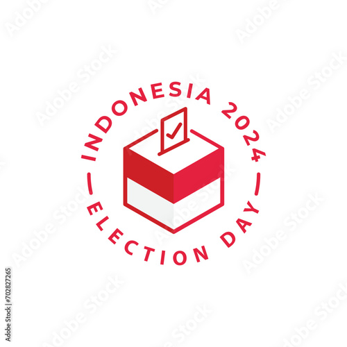 Indonesia 2024 election day pemilu, voting. Vector icon label template
