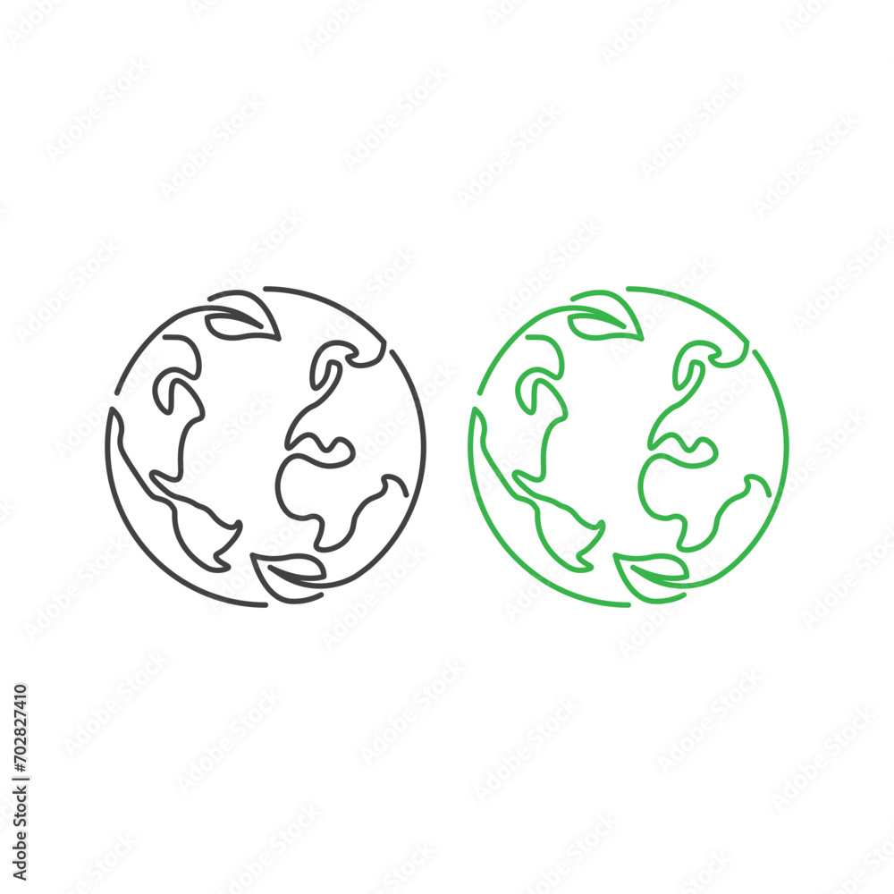 green earth planet concept, globe with leafs , world ecology icon. Modern sign, linear pictogram, outline symbol, simple thin line vector design element template green earth planet concept, globe with leafs , world ecology icon. Modern sign, linear pictogram, outline symbol, simple thin line vector design element template