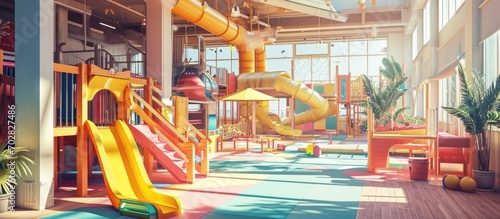 Fotografia Modern indoor children s playground Colorfull indoor slide kindergarten area