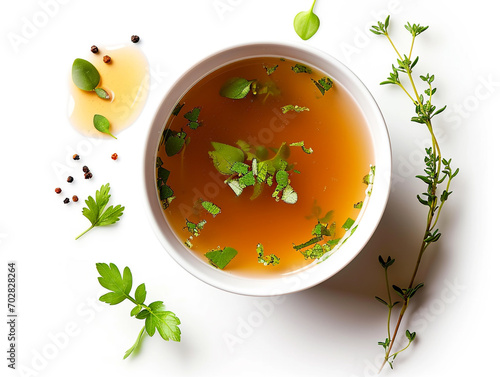 Miso soup isolated on white background. It is a traditional and well-known Japanese food. 