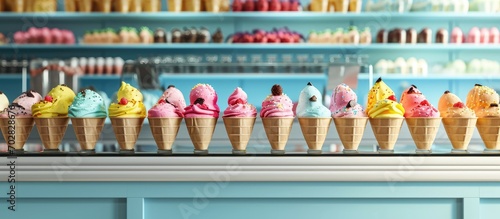 Ice cream in showcase fridg...