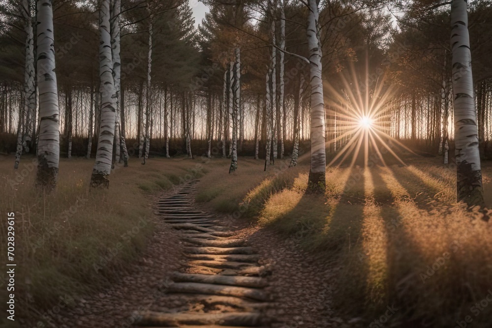Fototapeta premium Bosco al tramonto